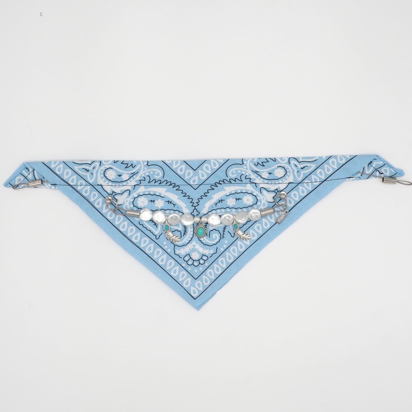 "Blue Cactus" blue bandana collar for Dogs and Cats