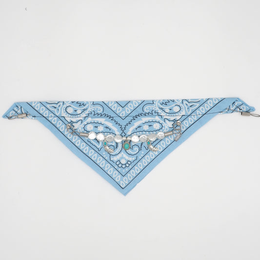 "Blue Cactus" blue bandana collar for Dogs and Cats