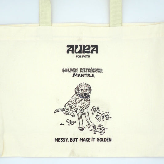 Golden Retriever off-white cotton tote bag