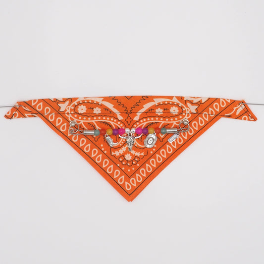 Orange Ibiza bandana collar for dogs and cats