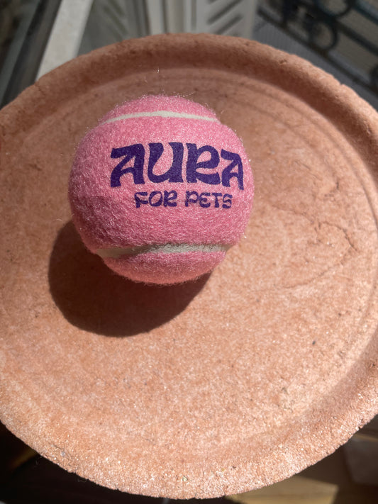 Balle de tennis rose pour chien