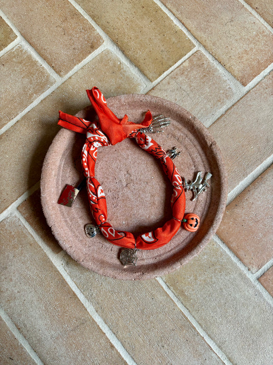 Bandana-Collier à nouer orange spécial Halloween pour chien