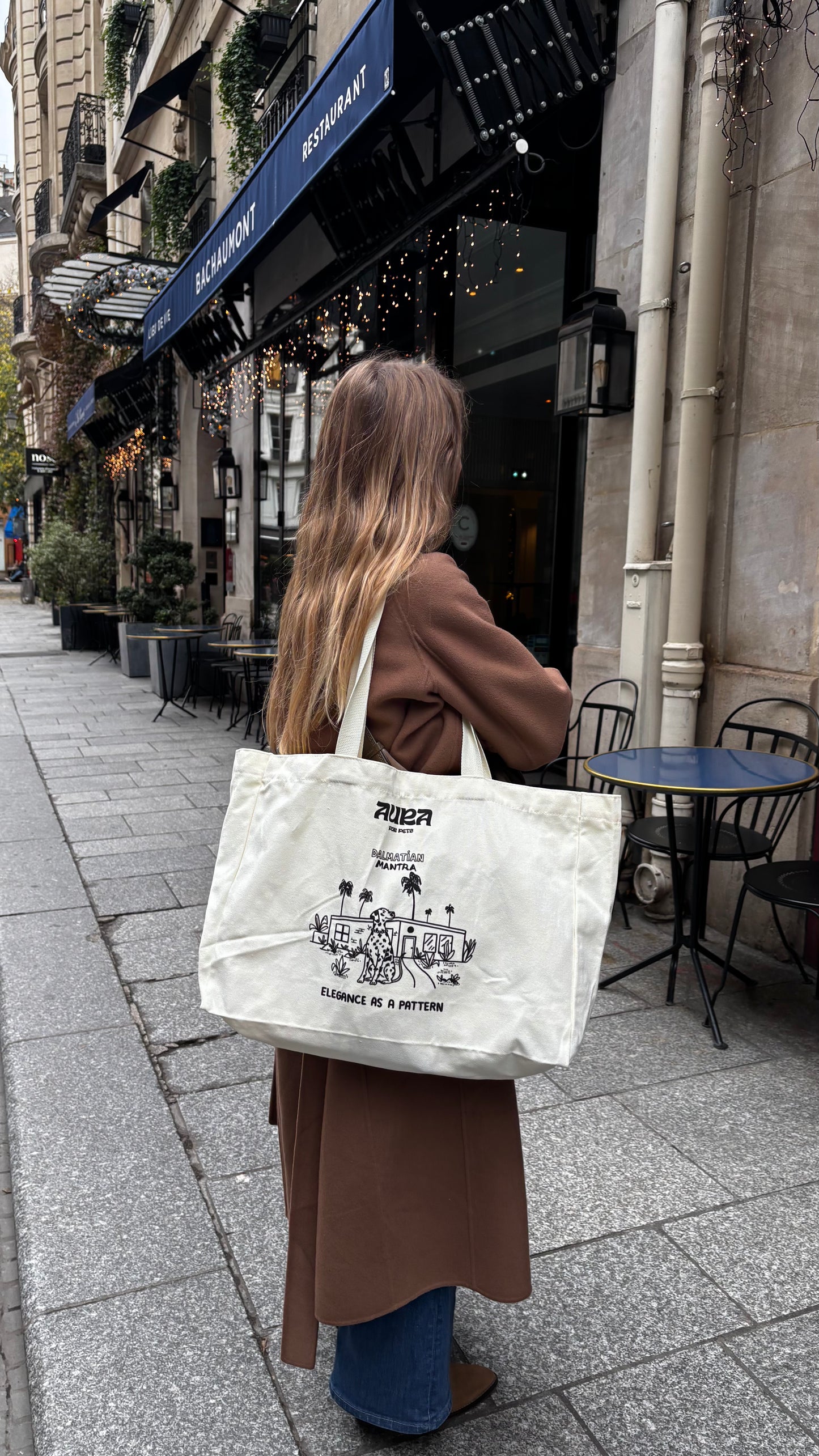 Tote Bag en coton blanc cassé Dalmatien