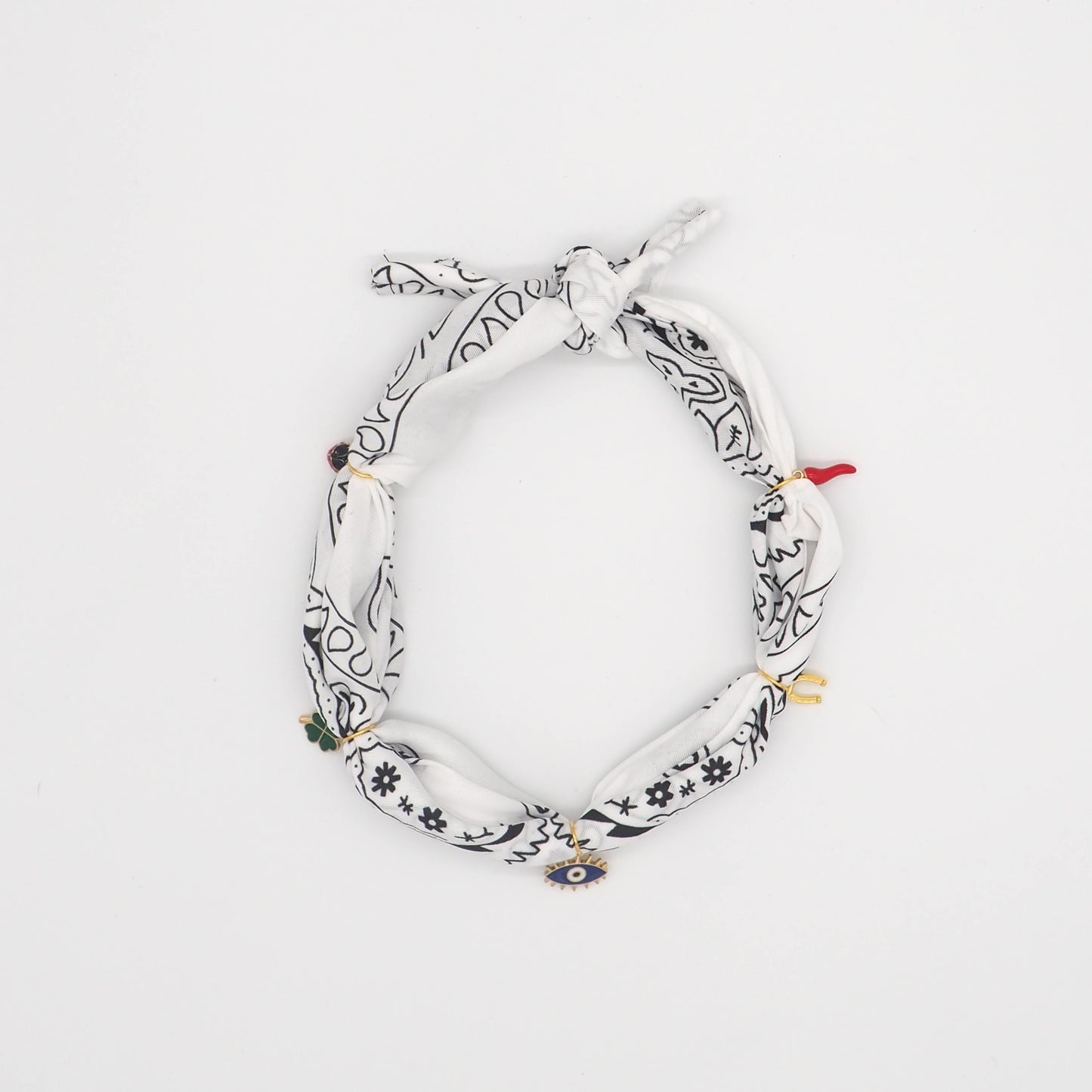 Lucky white tie-on bandana collar for dogs and cats