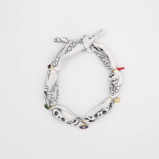 Lucky white tie-on bandana collar for dogs and cats