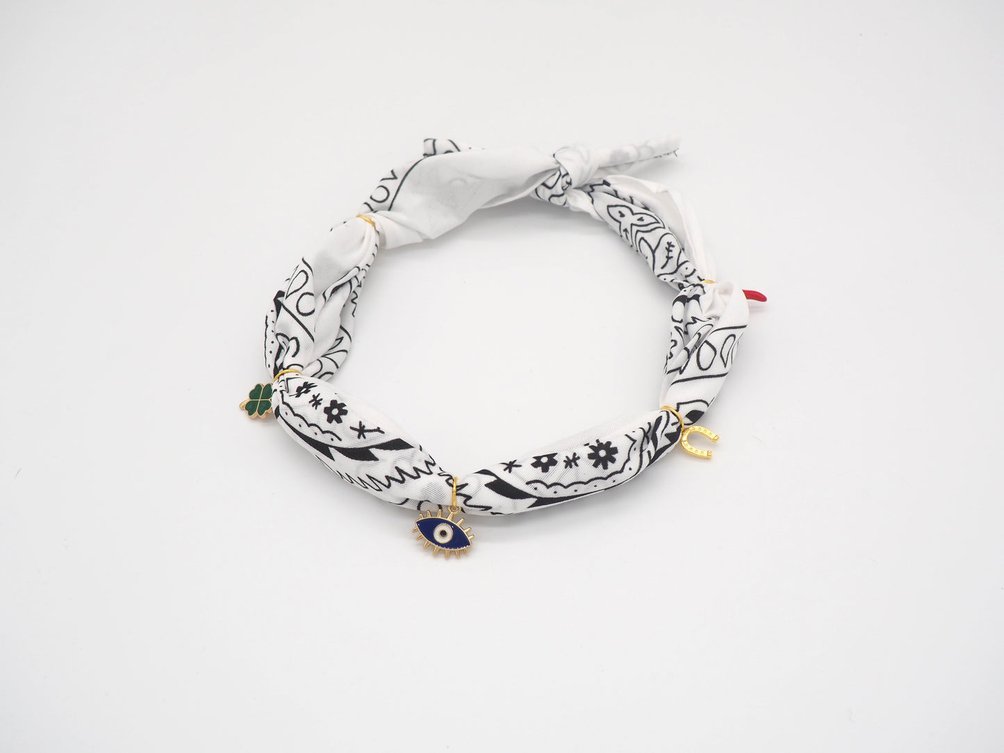 Lucky white tie-on bandana collar for dogs and cats