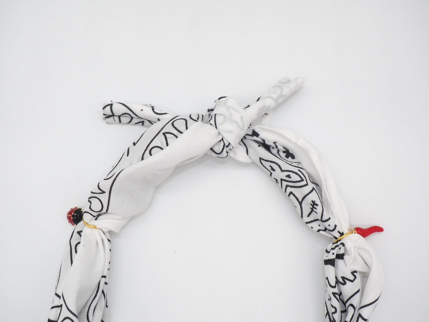 Lucky white tie-on bandana collar for dogs and cats
