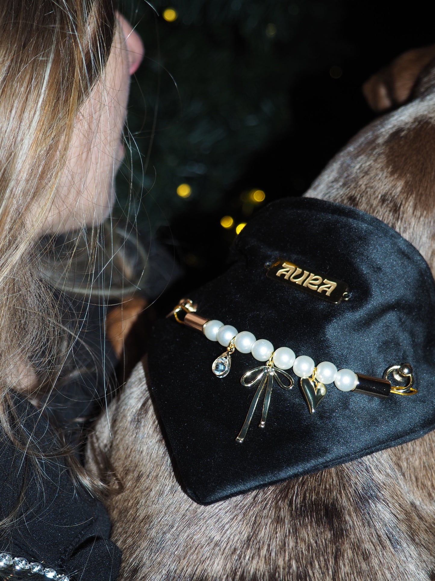 Bandana-Collier Velours Noir Précieux