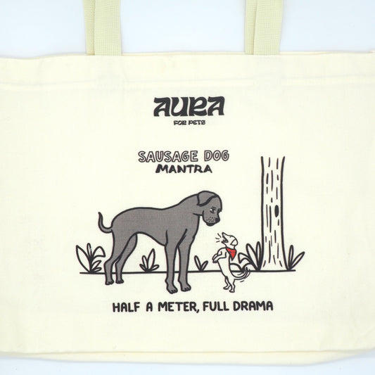 Off-white cotton tote bag Dachshund