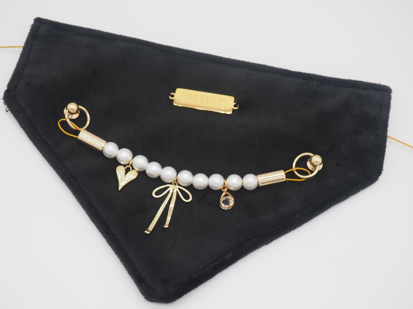 Bandana-Collier Velours Noir Précieux